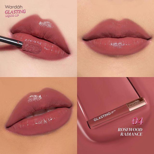Wardah Lip Cream Glossy Glasting Liquid Lip No.04 Rosewood Radiance - 3,5gr