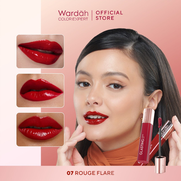 Wardah Lip Cream Glossy Glasting Liquid Lip No.07 Rauge Flare - 3,5gr