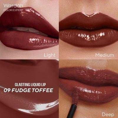 Wardah Lip Cream Glossy Glasting Liquid Lip No.09 Fudgy Toffe - 3,5gr