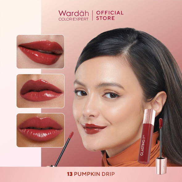 Wardah Lip Cream Glossy Glasting Liquid Lip No.13 Pumpkin Drip - 3,5gr