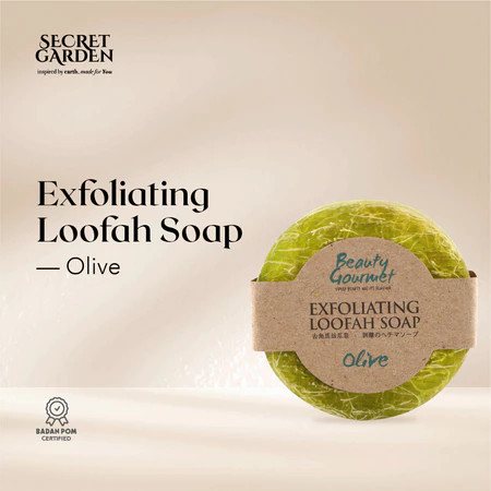 Secret Garden Exfoliating Loofah Scrub Soap Olive, 100gr