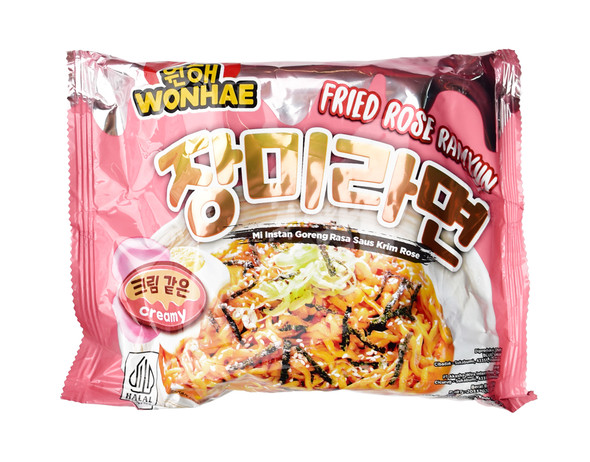 Wonhae Rose Ramyun Fried Instant Noodles with Rose Cream Sauce, 97gr