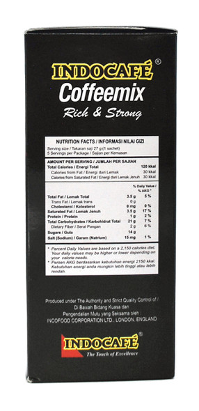 Indocafe Coffeemix Rich & Strong Instant Coffee, 135gr (@27gr x 5 sachets)