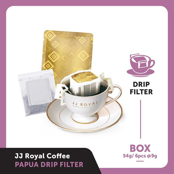 JJ Royal Coffee Papua Arabica Drip Filter Inner Box, 54gr (@9gr x 6ct)