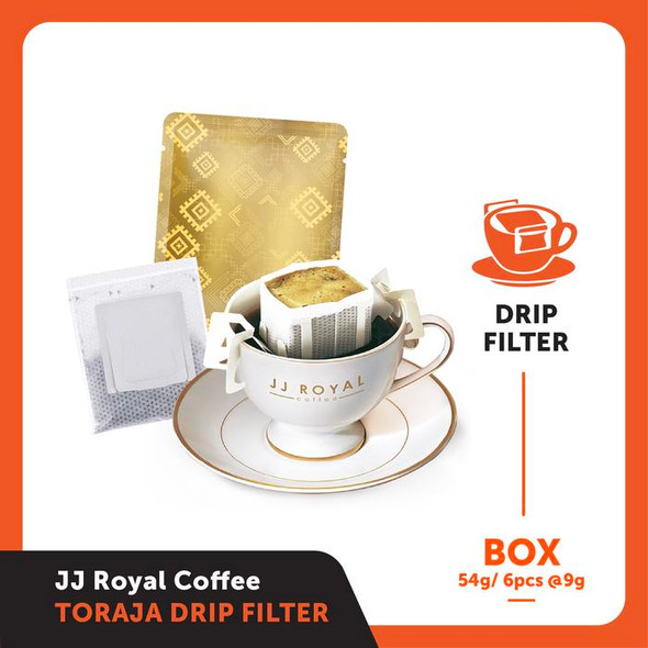 JJ Royal Coffee Toraja Arabica Drip Filter Inner Box, 54gr (@9gr x 6ct)