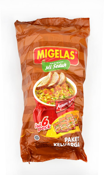 Migelas Protevit Instant Noodles Rasa Ayam Bawang (Chicken and Onion Flavor), 180gr (6ct @30gr)