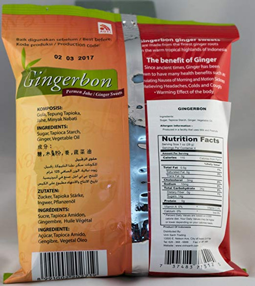 Gingerbon Ginger Sweets Chews Permen Jahe Original 125g