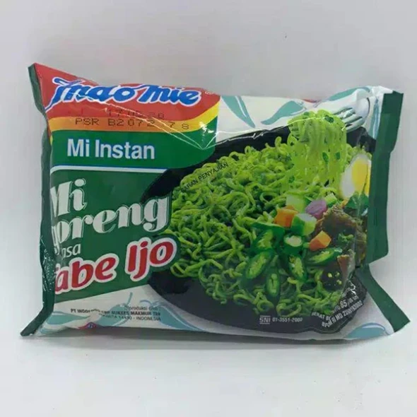 Indomie Mi Instan Cabe Ijo (Noodles with Green Chili), 85gr
