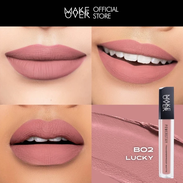 MAKE OVER Powerstay Transferproof Matte Lip Cream B02 Lucky, 4.5gr