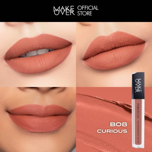 MAKE OVER Powerstay Transferproof Matte Lip Cream B08 Curious, 4.5gr