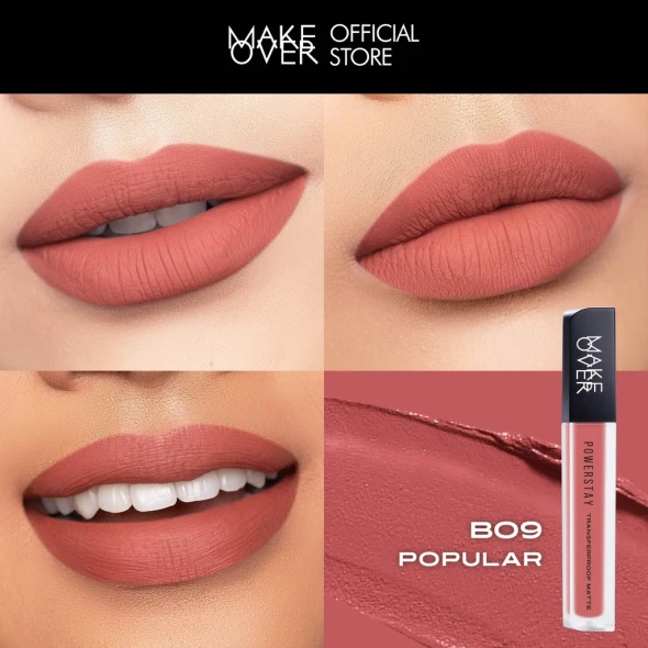 MAKE OVER Powerstay Transferproof Matte Lip Cream B09 Popular, 4.5gr