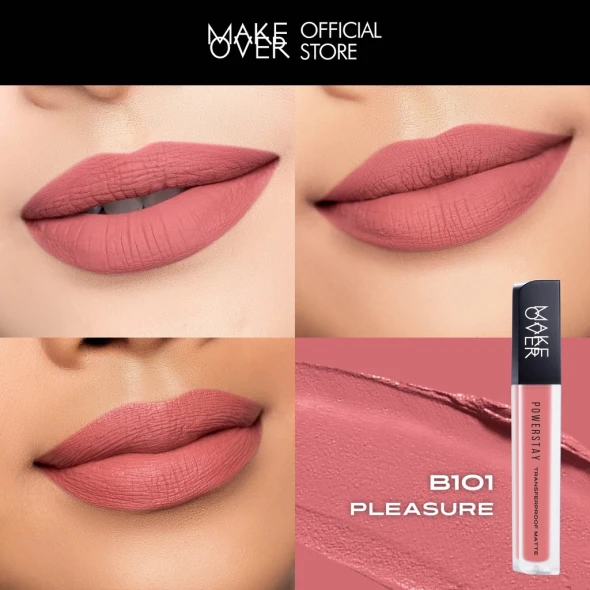 MAKE OVER Powerstay Transferproof Matte Lip Cream B101 Pleasure, 4.5gr