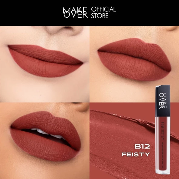 MAKE OVER Powerstay Transferproof Matte Lip Cream B12 Feisty, 4.5gr