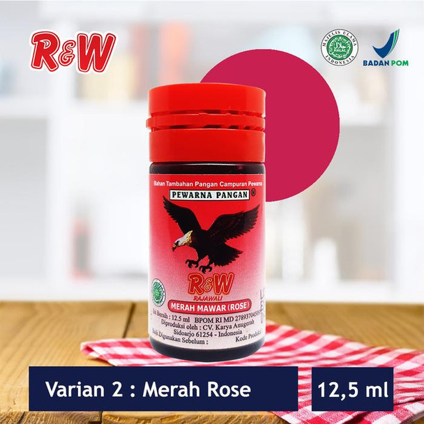 R&W Rajawali Rose Red Food Coloring, 12.5 ml