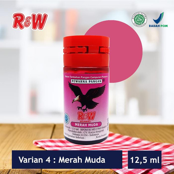 R&W Rajawali Pink Food Coloring, 12.5 ml