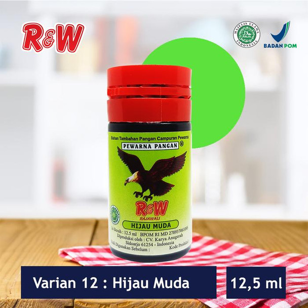 R&W Rajawali Light Green Food Coloring, 12.5 ml