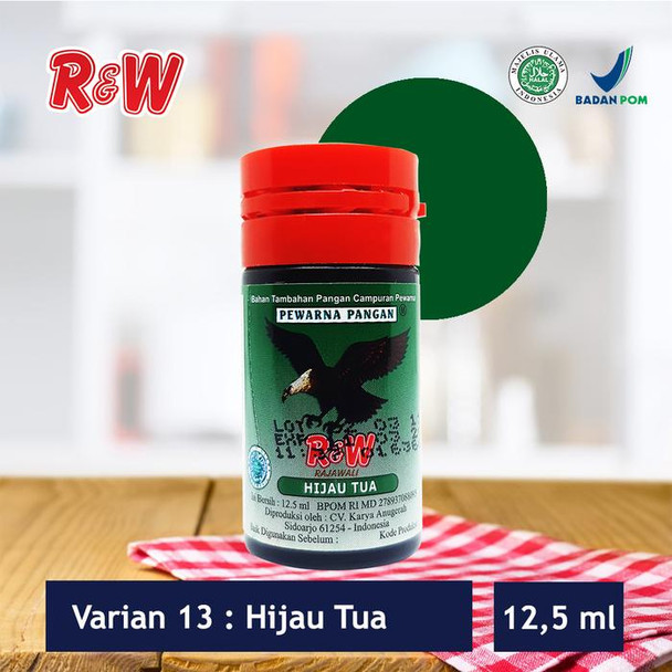 R&W Rajawali Dark Green Food Coloring, 12.5 ml