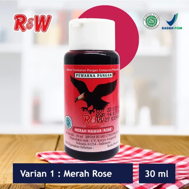 R&W Rajawali Rose Red Food Coloring, 30 ml
