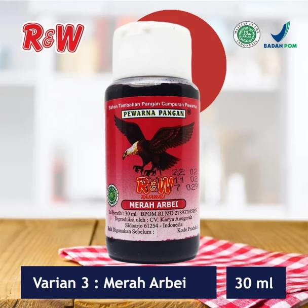 R&W Rajawali Arbei Red Food Coloring, 30 ml