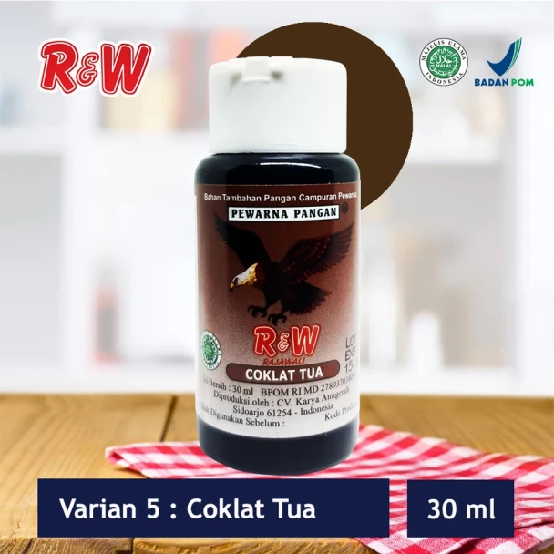 R&W Rajawali Dark Brown Food Coloring, 30 ml