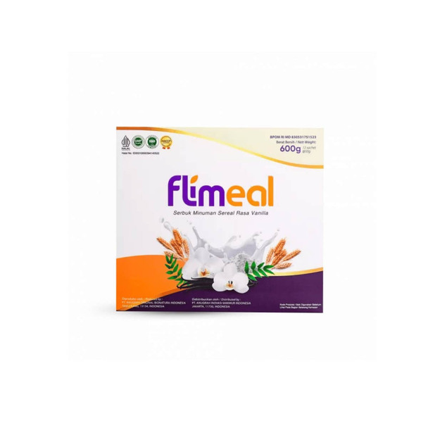 Flimty Flimeal (Meal Replacement) Vanilla Flavor Cereal Powder, 600gr (12 sachets @50gr)