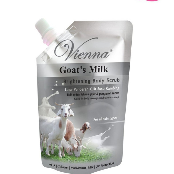 Vienna Goat's Milk Body Scrub Brightening & Moisturizing Pouch, 250gr