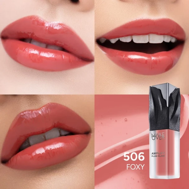 MAKE OVER Amplify Fluid Glass Lip Gloss 506 Foxy, 3.8gram