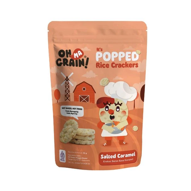 Oh Ma Grain Rice Crackers Sweet Series Salted Caramel, 50gr