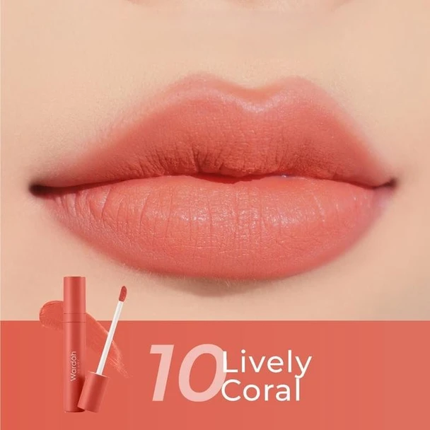 Wardah Lip Cream Colorfit Velvet Matte 10 Lively Coral, 4 gr