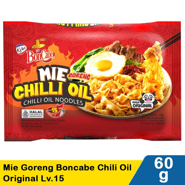 Kobe Mie Boncabe Goreng Level 15 Rasa Chili Oil - Fried Noodles Chili Oil Flavor, 60gr (3pcs)
