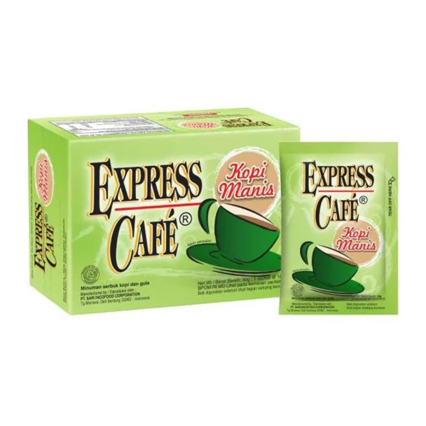 Indocafe Express Cafe Kopi Manis, 90gr (5ct @18gr) - 2 pcs
