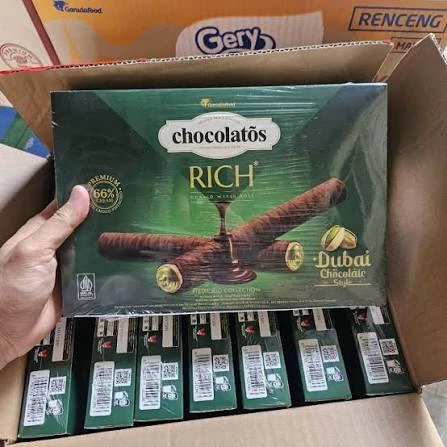 Chocolatos Coated Wafer Roll Rich Dubai Chocolate, 135gr