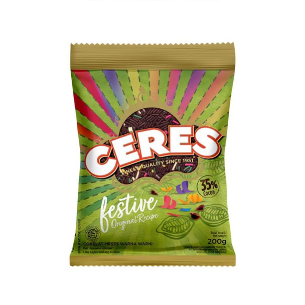 Ceres Hagelslag Rice Chocolate Sprinkle Festive, 80 Gram