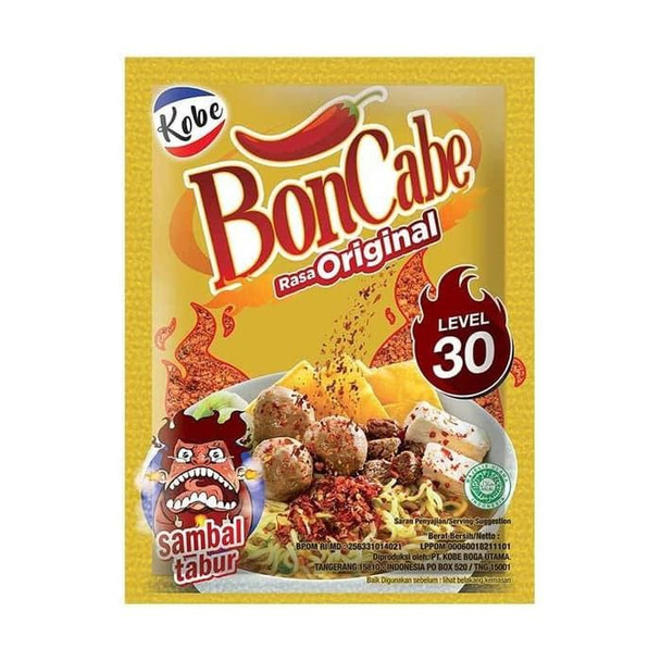 Kobe Bon Cabe (Boncabe) Sambal Tabur (Sprinkle Chili Flakes) Level 30, 132 gram (@5gr x 24 sachets)