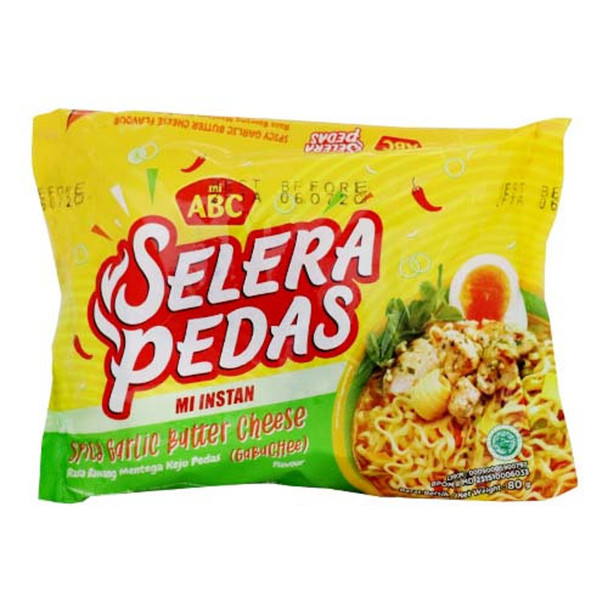 ABC Selera Pedas Instant Noodles Spicy Garlic Butter Cheese Taste, 80gram (5 pcs)