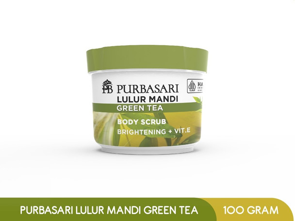 Purbasari Lulur Mandi Green Tea -  Body Bath Scrub, 100 Grams