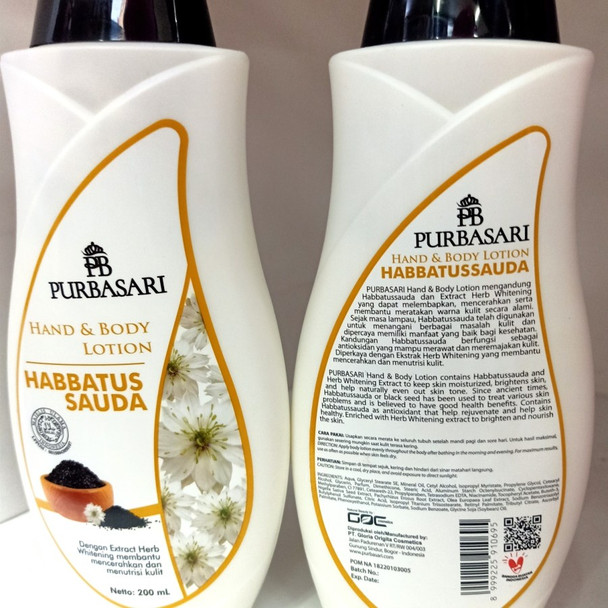 Purbasari Hand and Body Lotion Habbatussauda (Black Seed), 200 ml