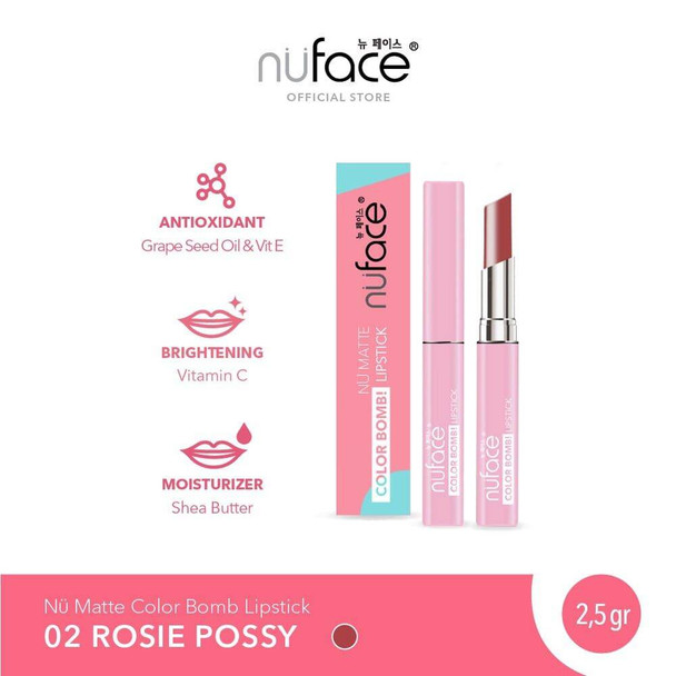 Nuface Nu Matte Color Bomb Lipstick Rosie Possy, 2.5gr