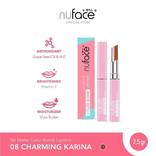 Nuface Nu Matte Color Bomb Lipstick Charming Karina, 2.5gr