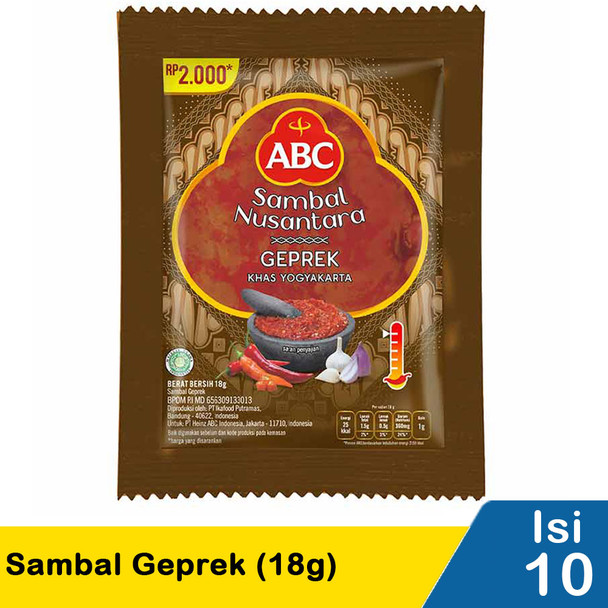 ABC Sambal Nusantara Geprek, 180gr (@18 gr x 10ct)