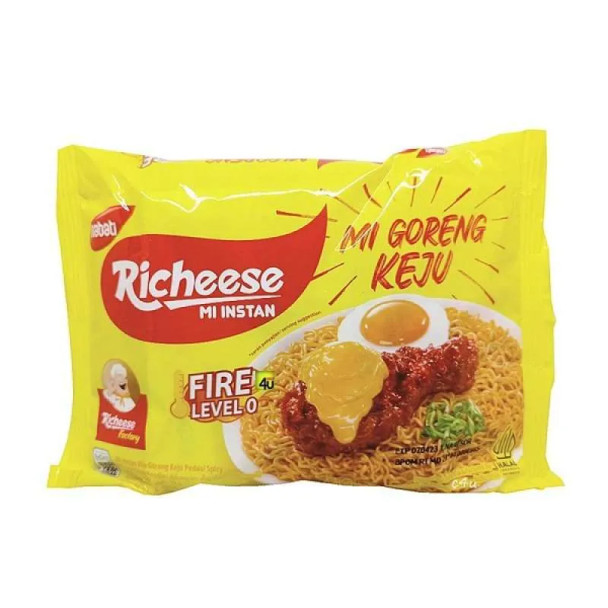 Richeese  Mie instant goreng Fire Level 0, 74 gr (5 pcs)