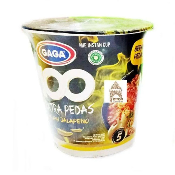 Gaga Instant Noodles 100 Extra Spicy Kuah Jalapeno Cup, 75gr