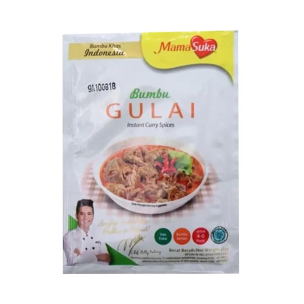 MamaSuka Instant Gulai Cooking Seasoning Curry Spices (Bumbu Instan Gulai), 25g