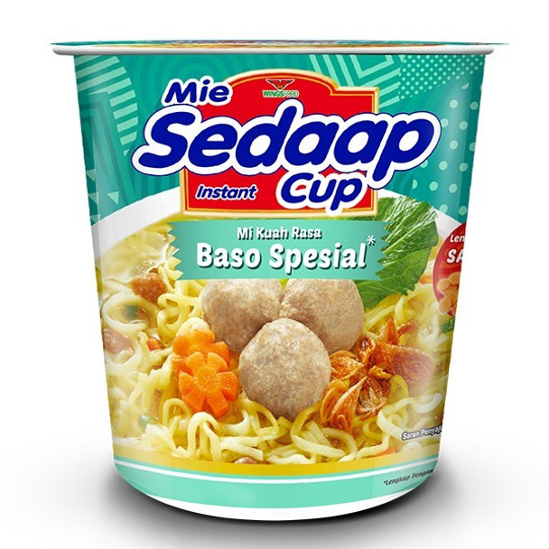 Sedaap Instant Noodle Cup Rasa Baso Special - Special Baso Flavor, 72 gr