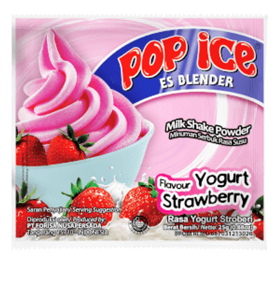 Pop Ice Milk Shake Powder - Strawberry Yoghurt Flavor, @25 grams (10 sachets)