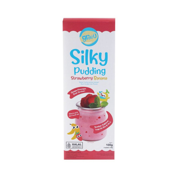 Grouu Silky Pudding Powder Strawberry Banana, 100gr (@25gr x 4ct)