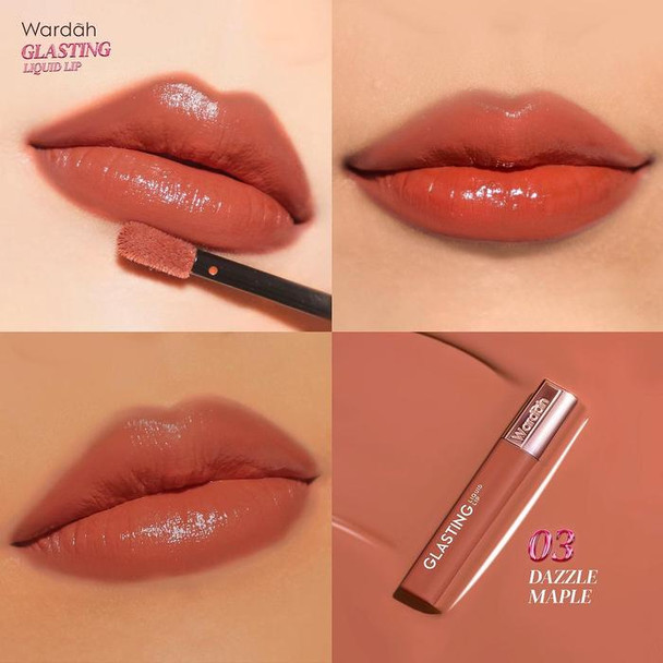Wardah Lip Cream Glossy Glasting Liquid Lip No.03 Dazzel Maple - 3,5gr