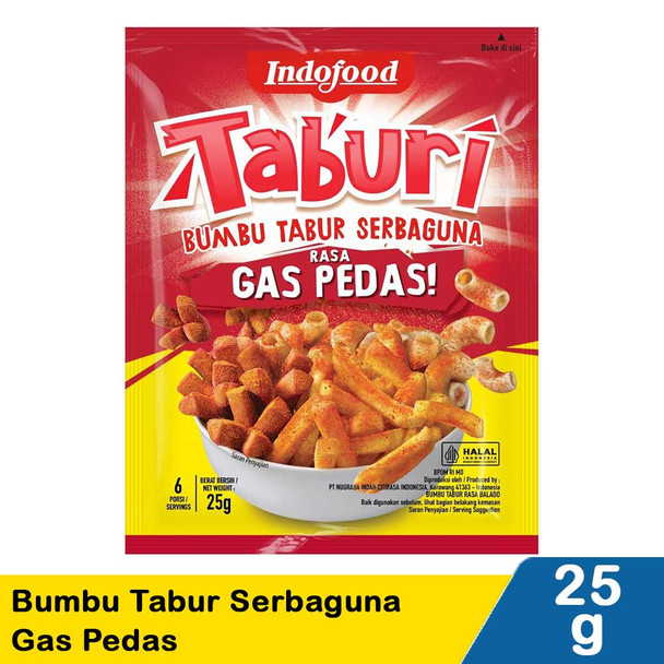 Indofood Taburi Bumbu Tabur Serbaguna Gas Pedas (All-Purpose Seasoning Sprinkles), 25gr