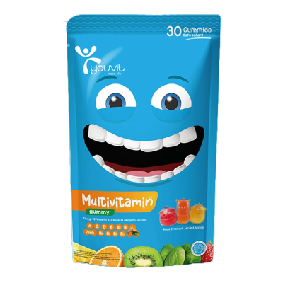 Youvit Multivitamin Gummy Strawberry, Orange, and Pineapple Flavors, 168gr