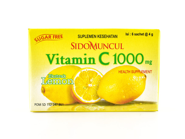 Sido Muncul Vitamin C 1000 Sugar-Free Lemon Drink, 24gr (6ct x @4gr)